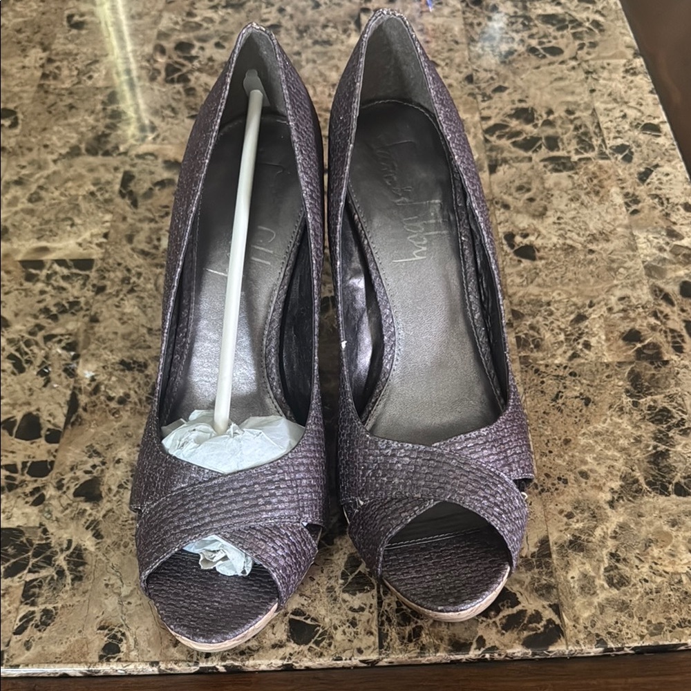 Elegant Purple Peep-Toe Heels
